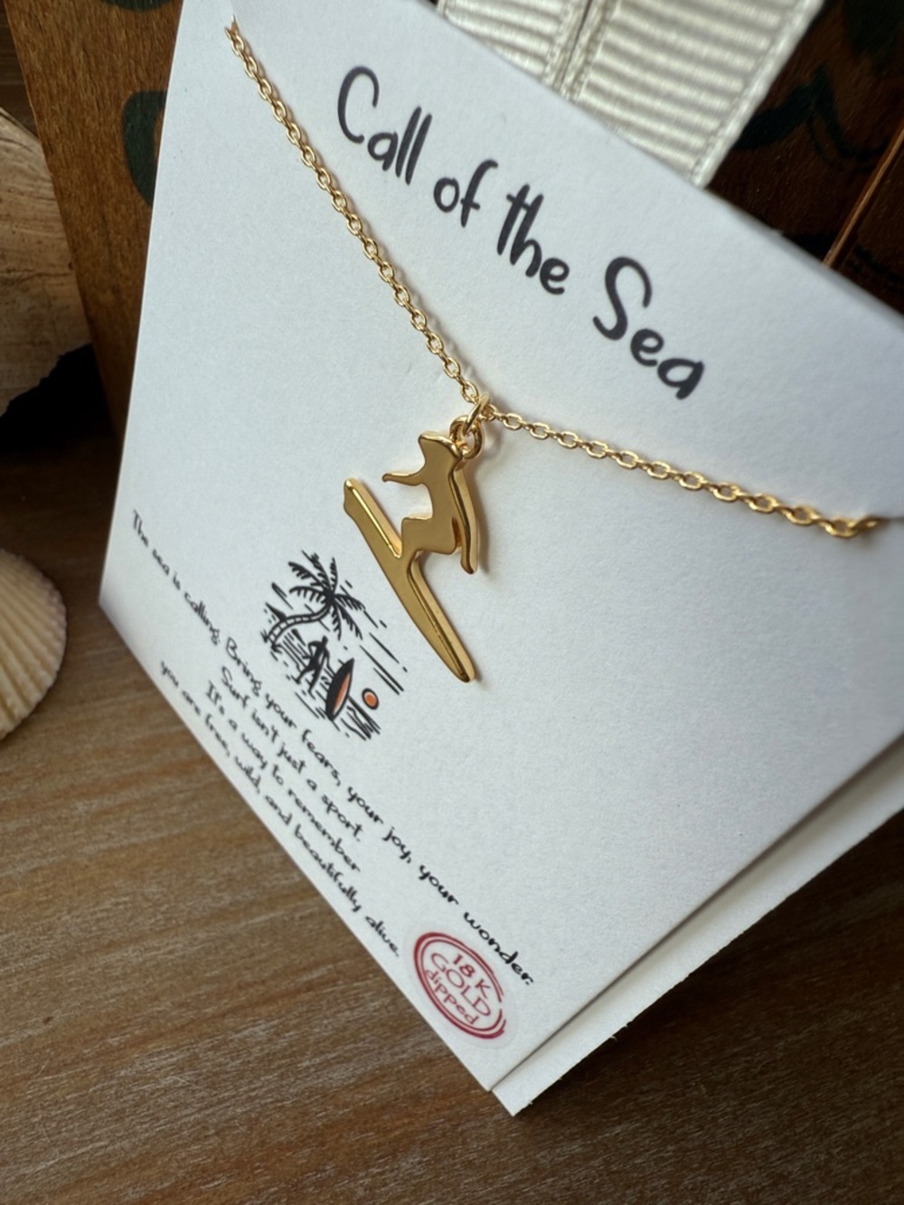 Gold Surfer Pendant Necklace - Picture 11 of 14